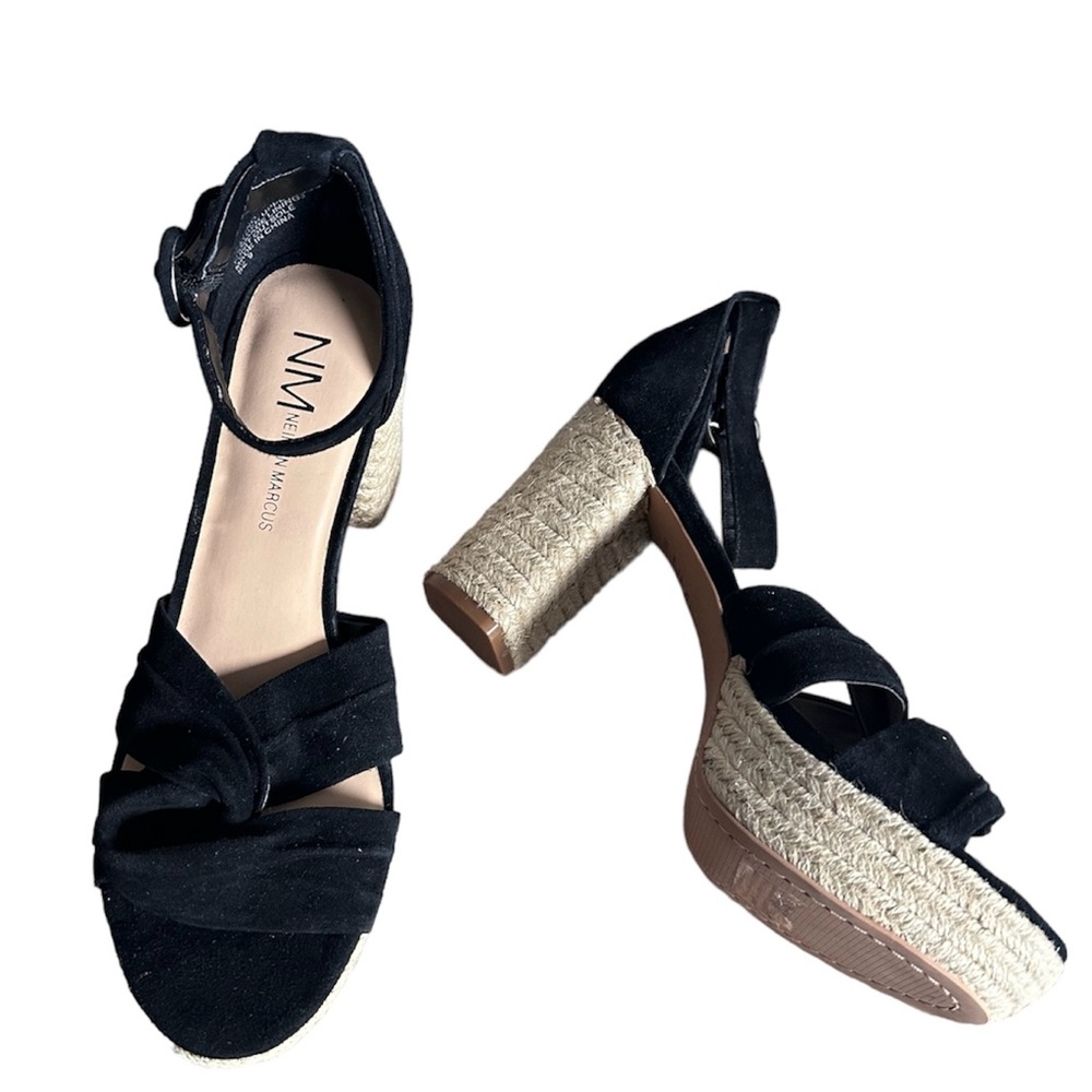 Neiman marcus suede chunky cork sandal NWOB